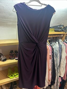 Lauren Ralph Lauren Deep Plum Knot-Front Midi Dress